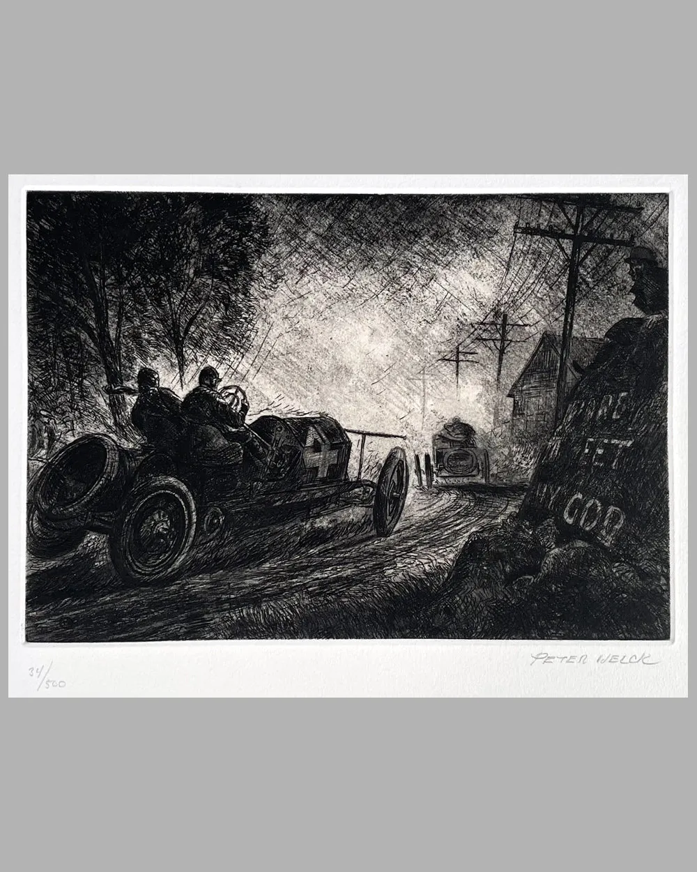 1908 Briarcliff Trophy etching by Peter Helck