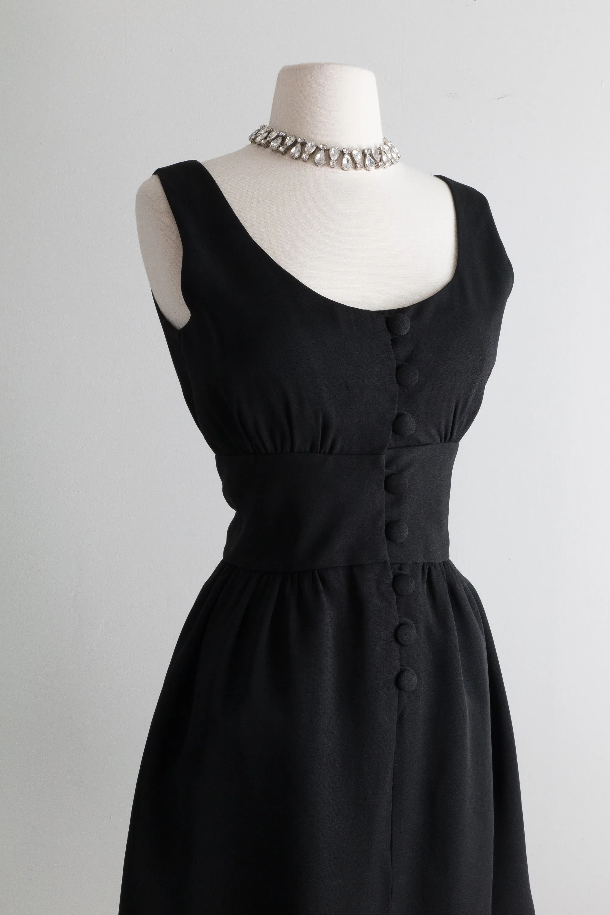 1960's Audrey Inspired Little Black Cocktail Dress / Small