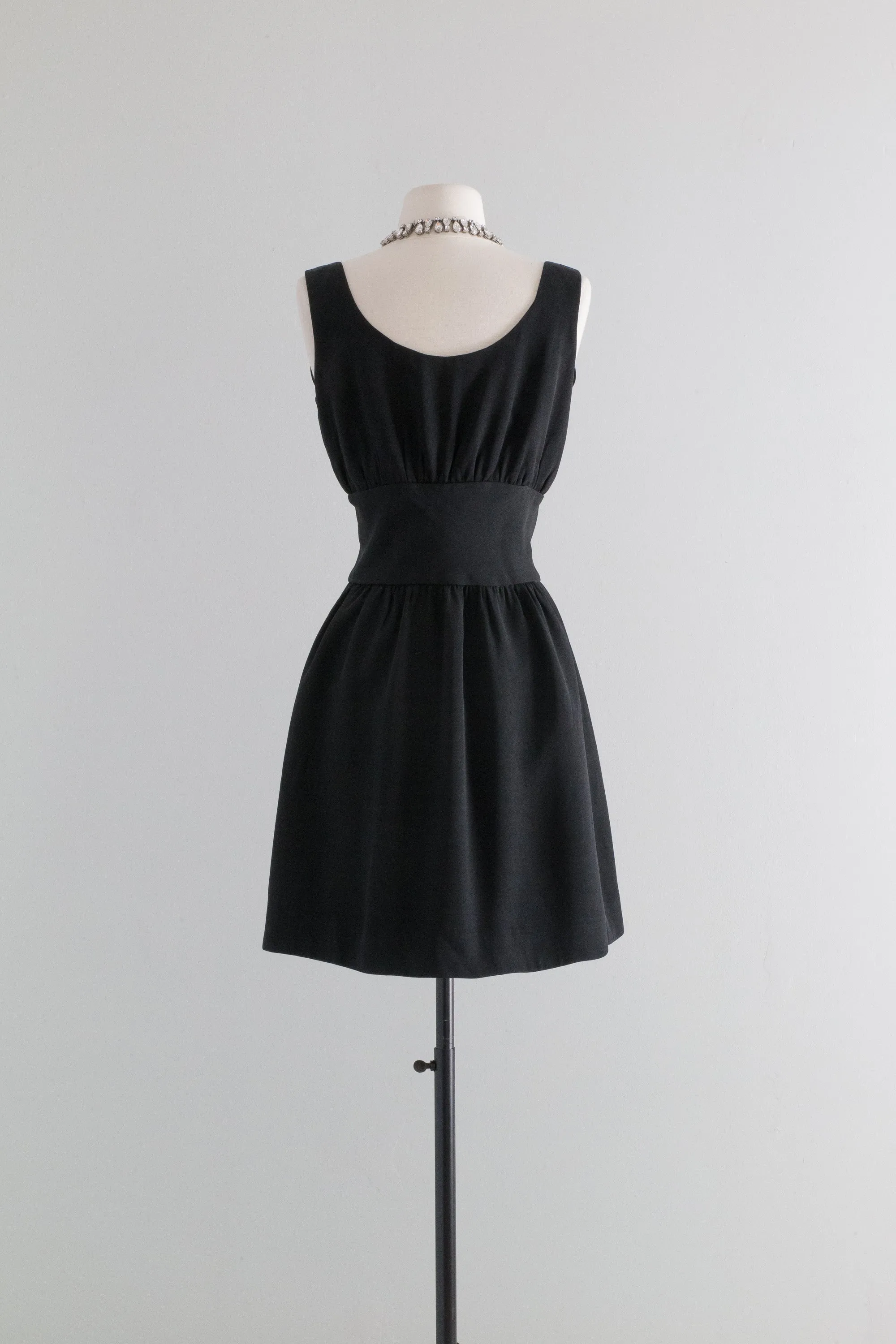 1960's Audrey Inspired Little Black Cocktail Dress / Small