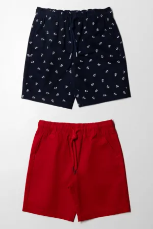 2 Pack Shorts Navy & Red