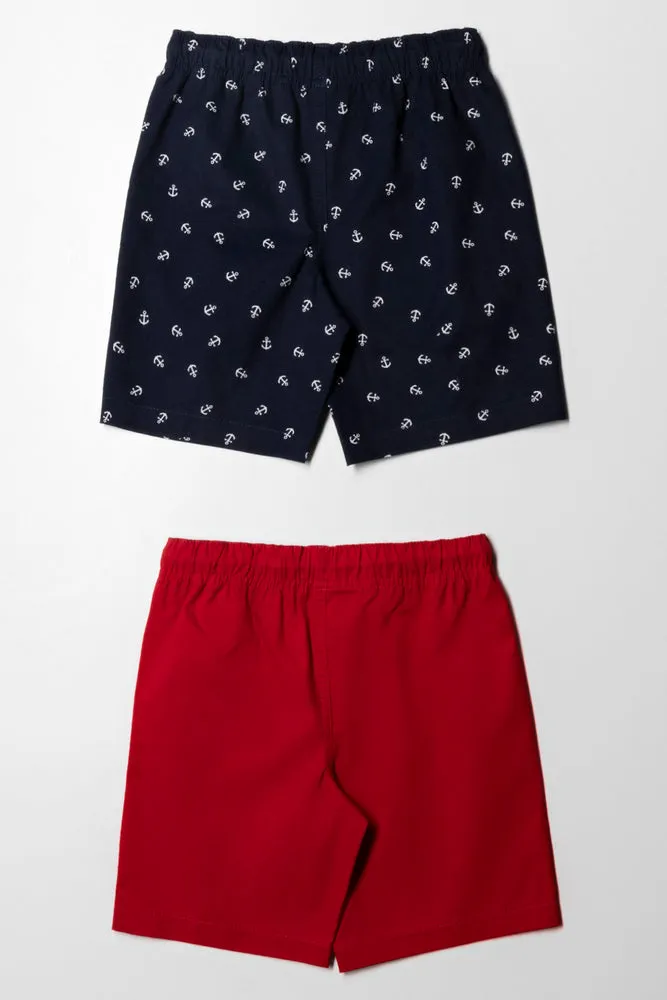 2 Pack Shorts Navy & Red