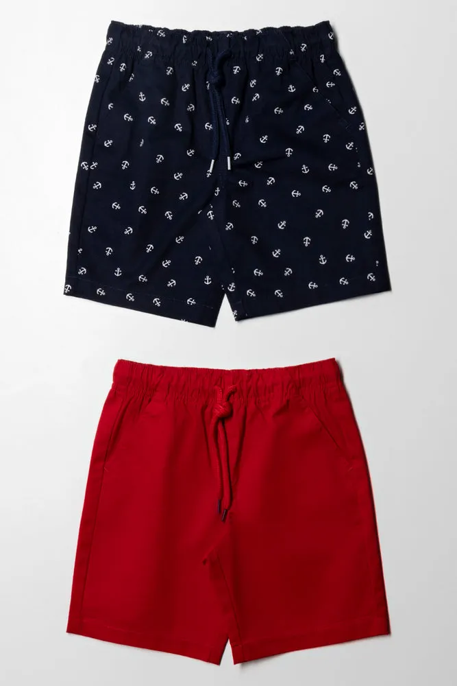 2 Pack Shorts Navy & Red