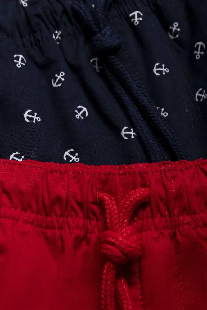 2 Pack Shorts Navy & Red