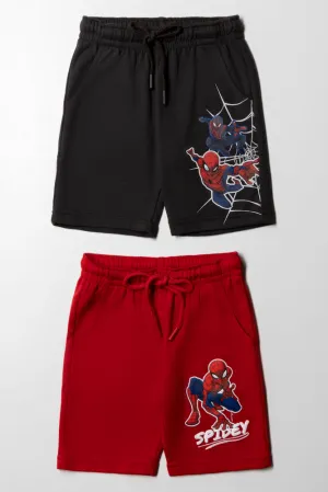 2 Pack Spider-Man Knit Shorts Black And Red