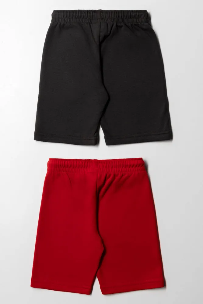 2 Pack Spider-Man Knit Shorts Black And Red