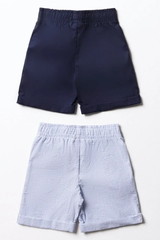 2 Pack Stripe Shorts Blue