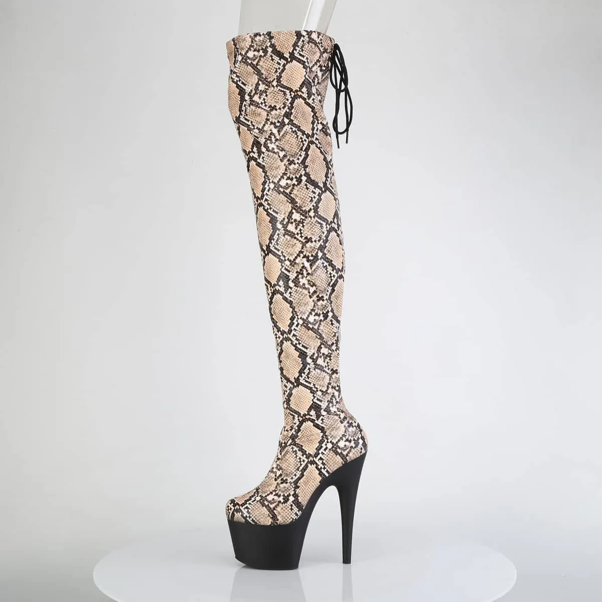 ADORE-3008SP-BT Stretch Snake Print Pull-On Thigh Boot