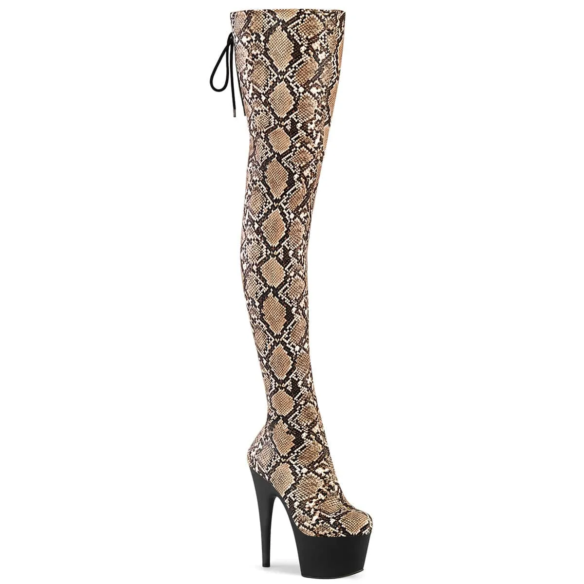 ADORE-3008SP-BT Stretch Snake Print Pull-On Thigh Boot