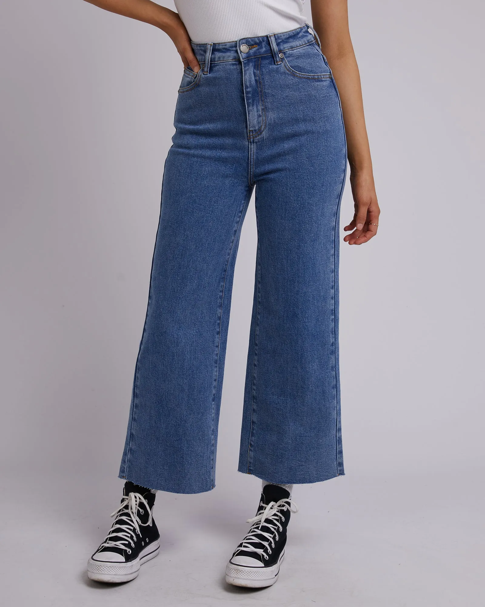 All About Eve Charlie High Rise Wide Leg Jean Dark Blue