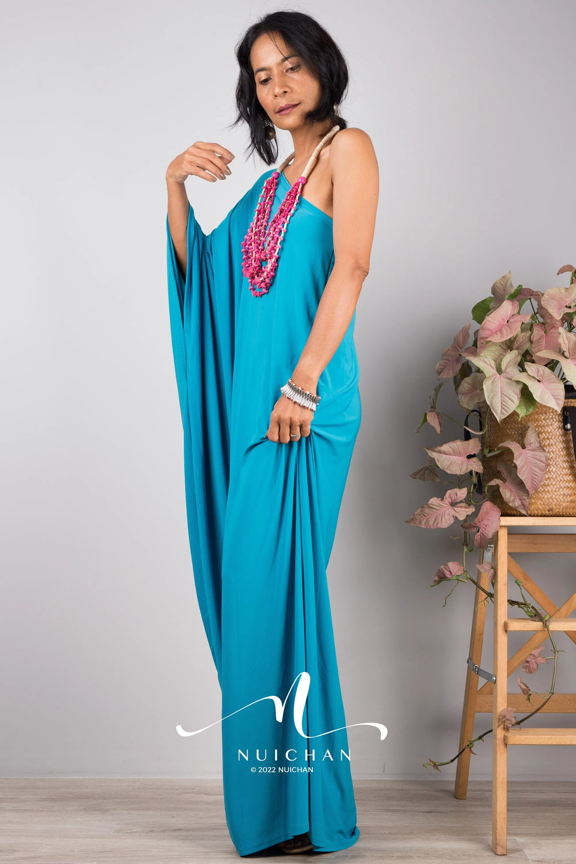 Aqua Blue one shoulder dress