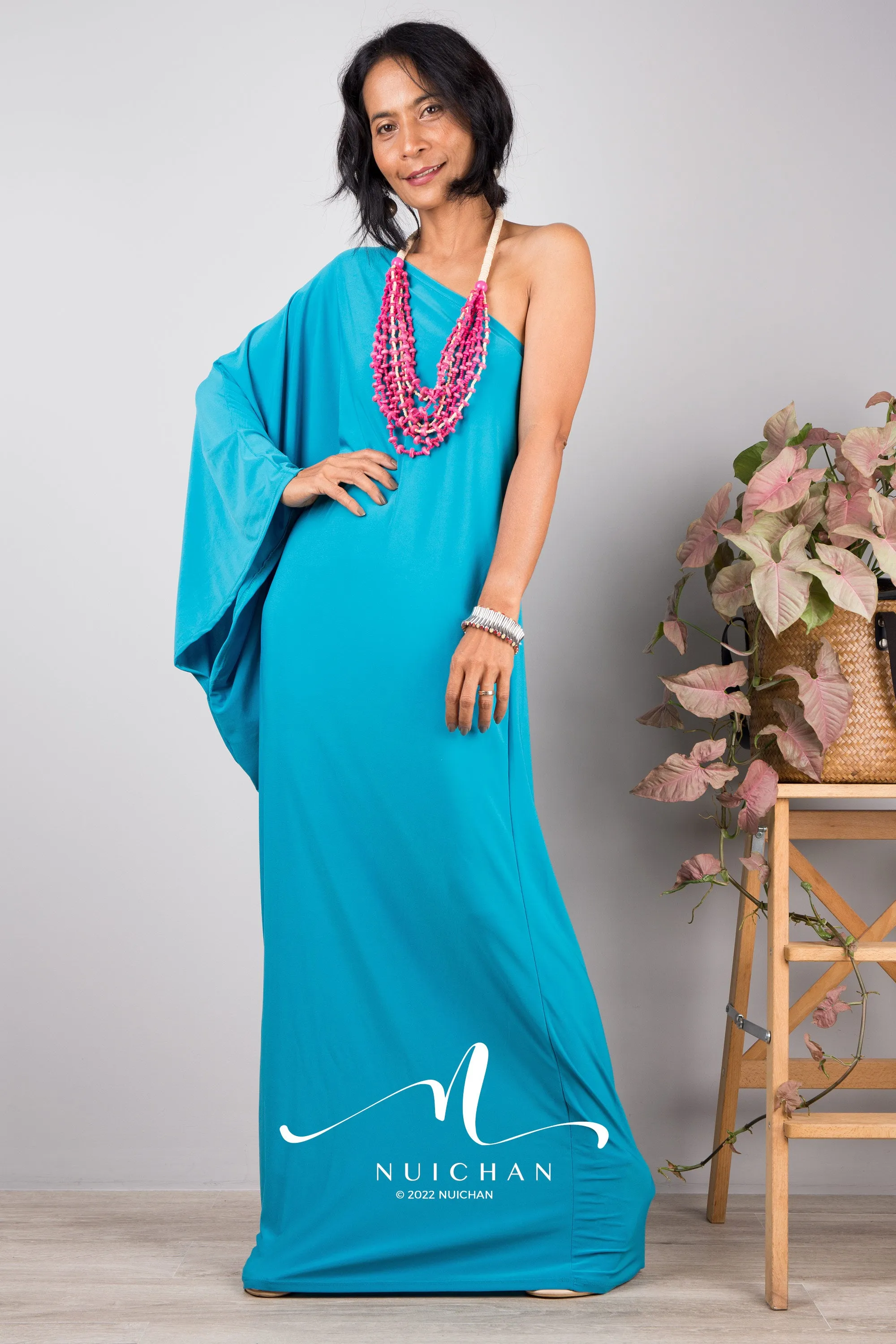 Aqua Blue one shoulder dress