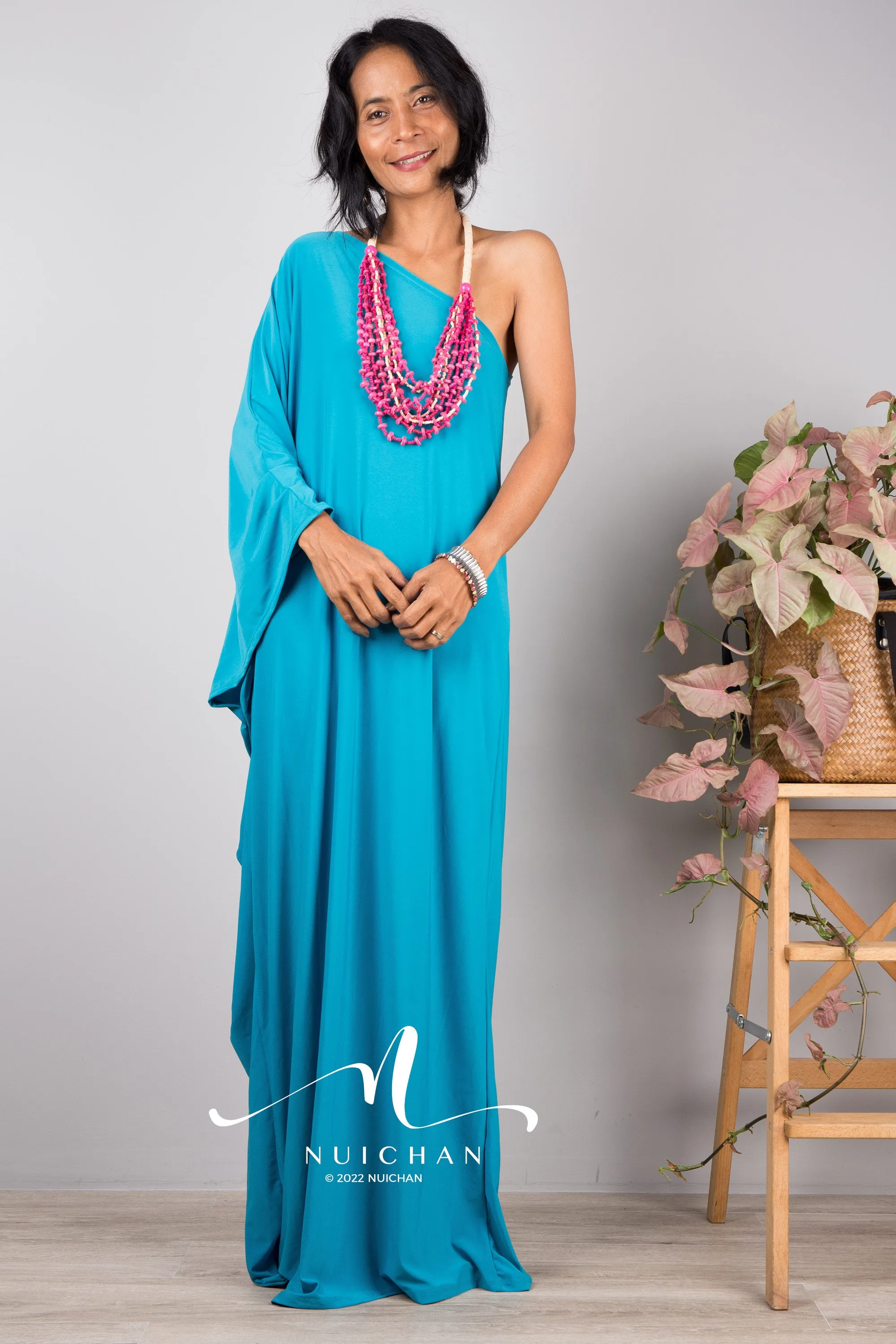 Aqua Blue one shoulder dress