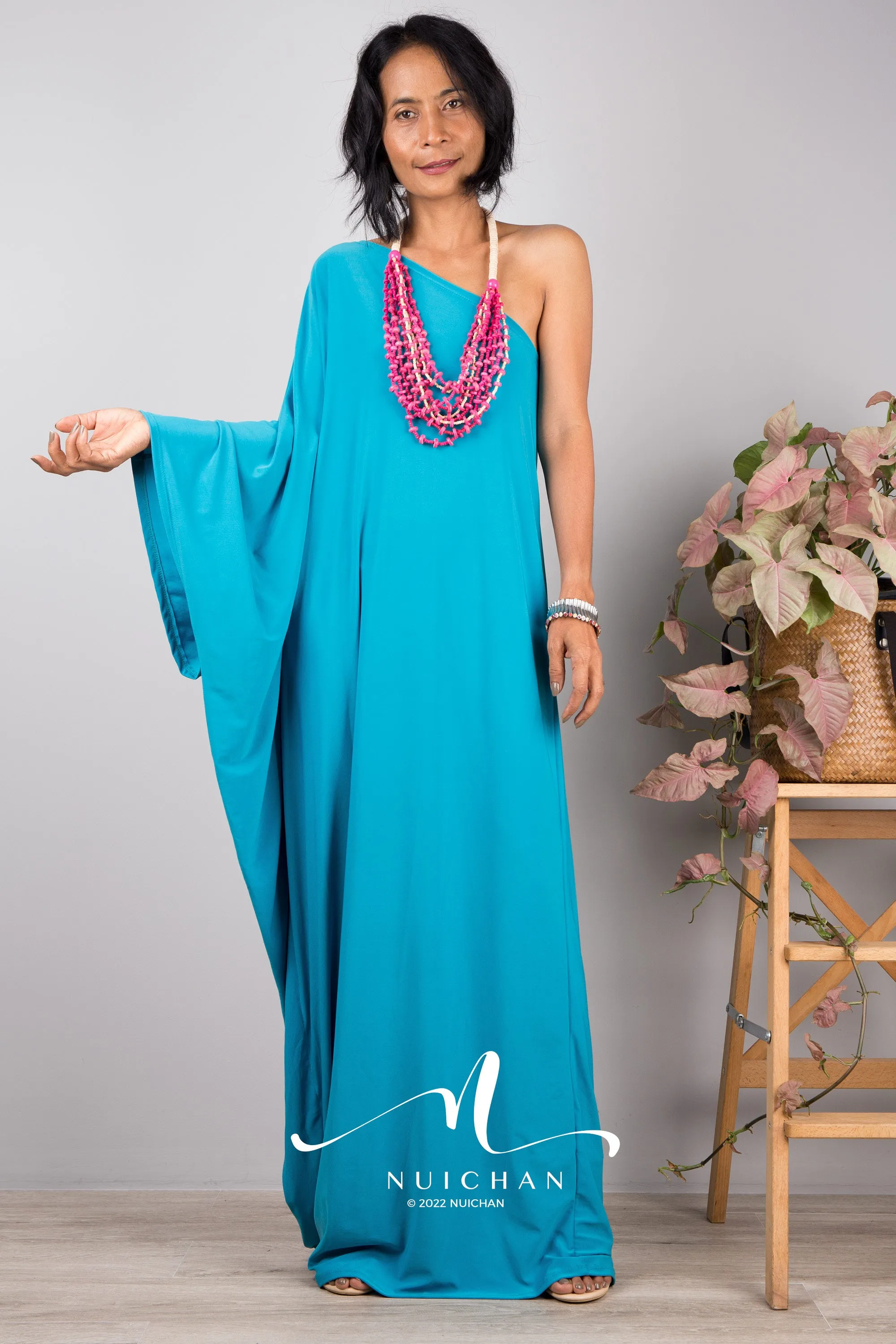 Aqua Blue one shoulder dress