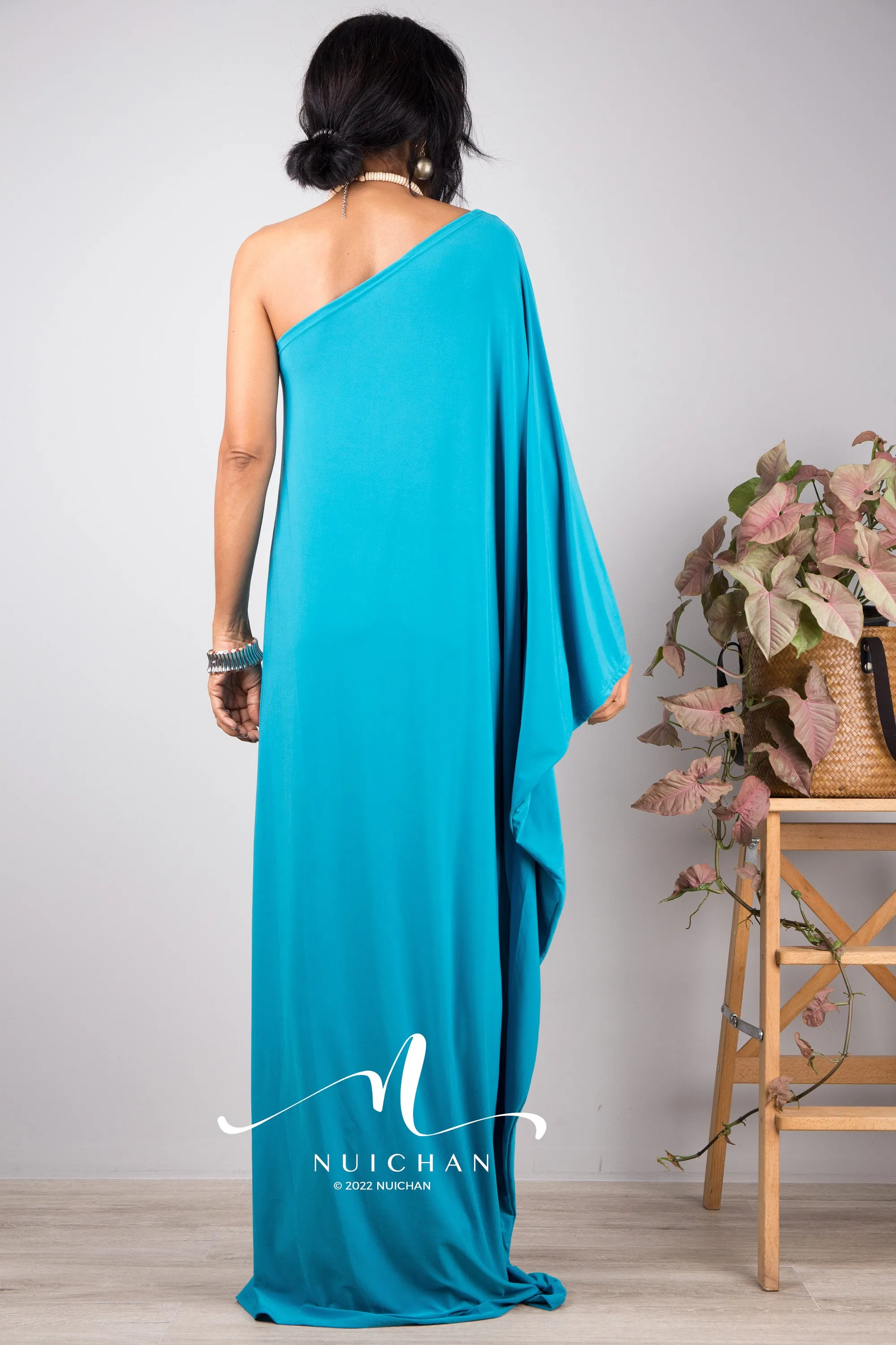 Aqua Blue one shoulder dress