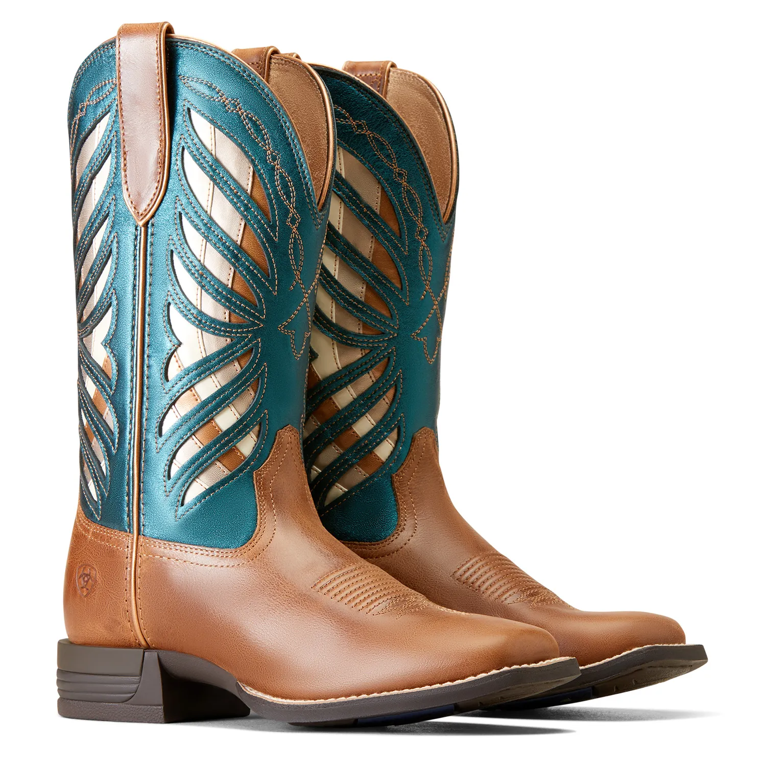 Ariat Women's Longview Western Boot Buttered Rum/Metallic Sea