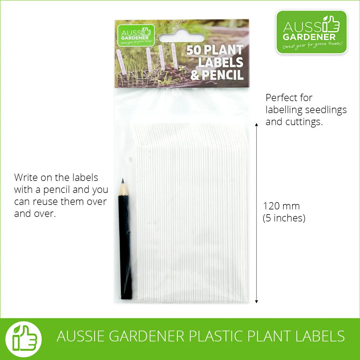 Aussie Gardener Plastic Plant Labels   Pencil 50pcs / Pack