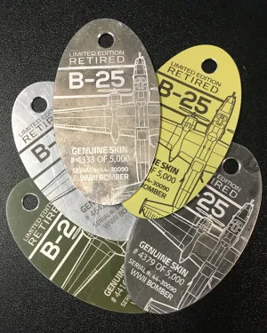 B-25 WWII BOMBER PlaneTag  Serial# 44-30090