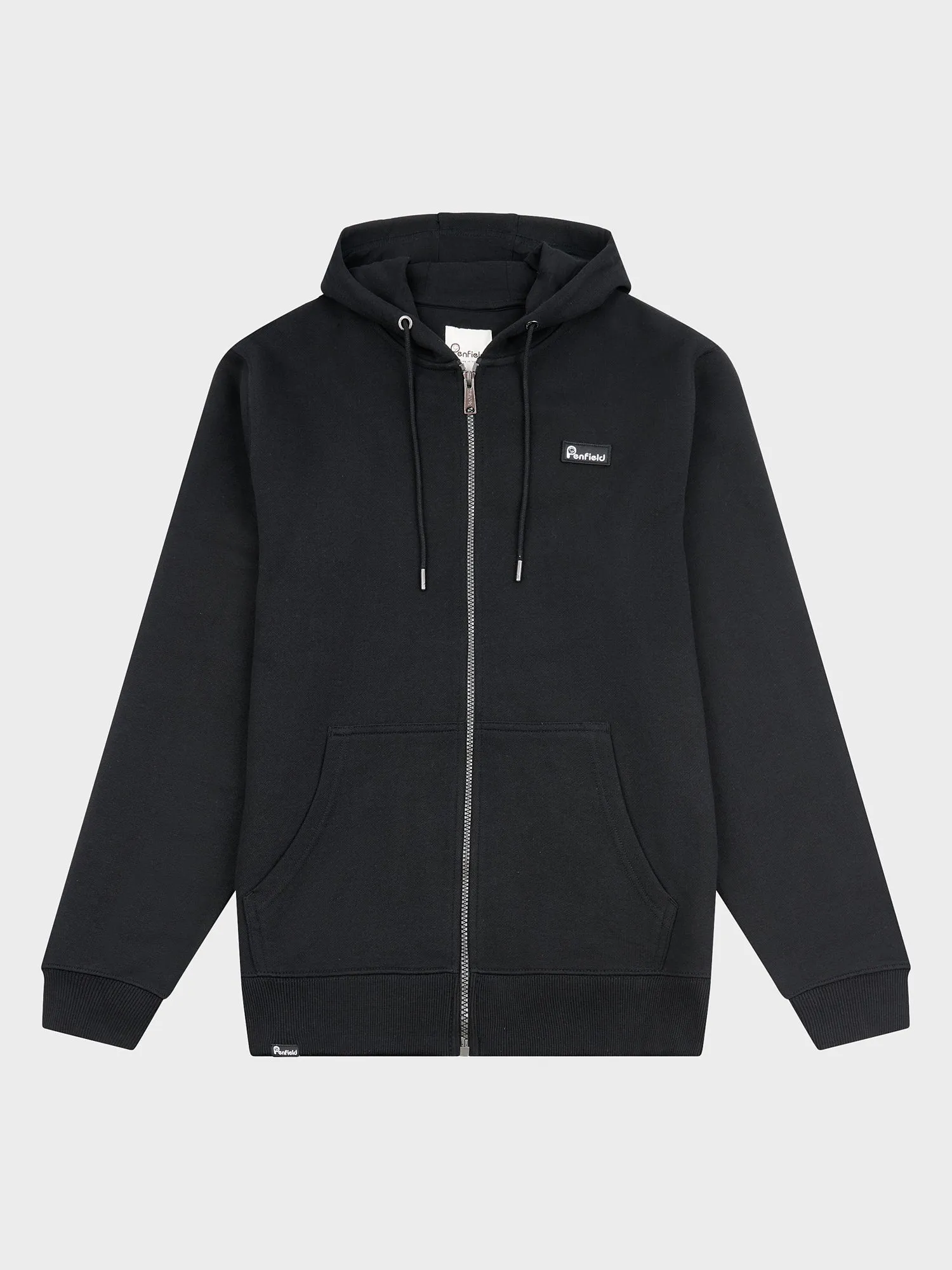 Badge Zip Hoodie in Black