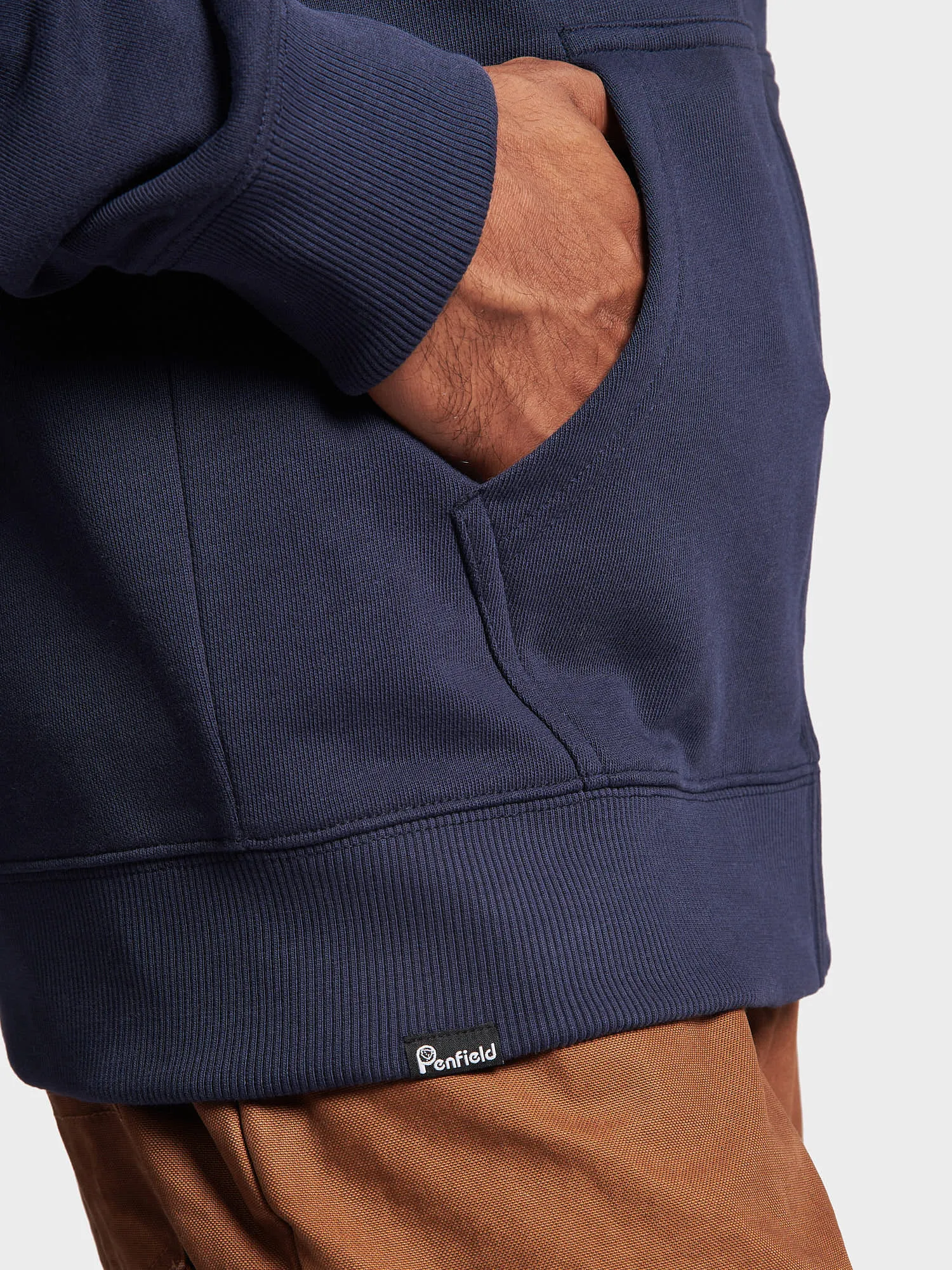 Badge Zip Hoodie in Navy Blue