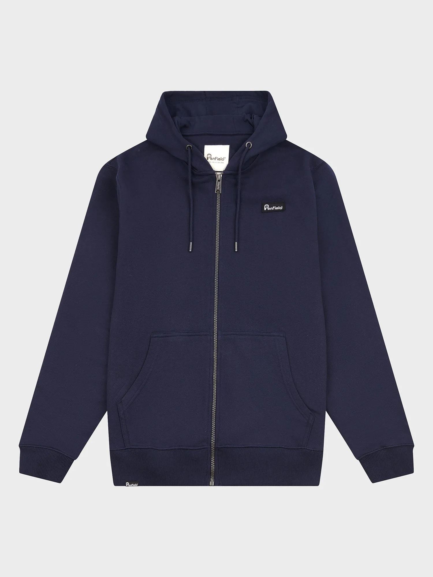 Badge Zip Hoodie in Navy Blue