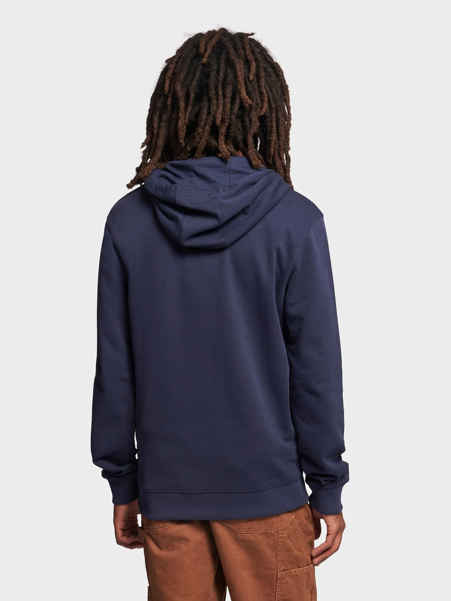 Badge Zip Hoodie in Navy Blue