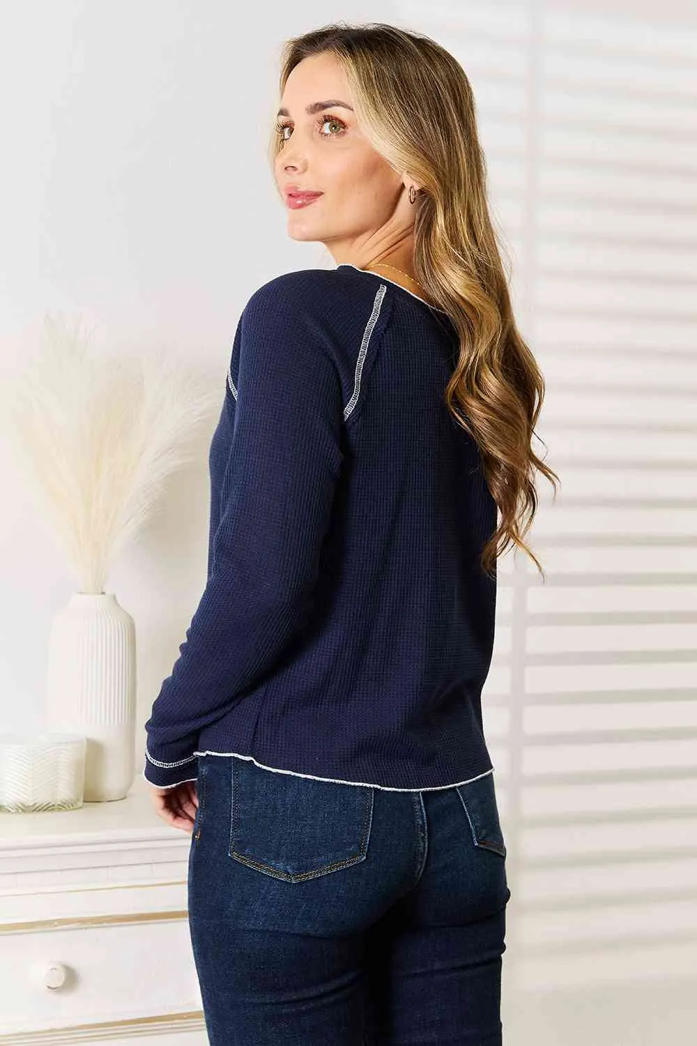 Basic Bae Long Raglan Sleeve Round Neck Top