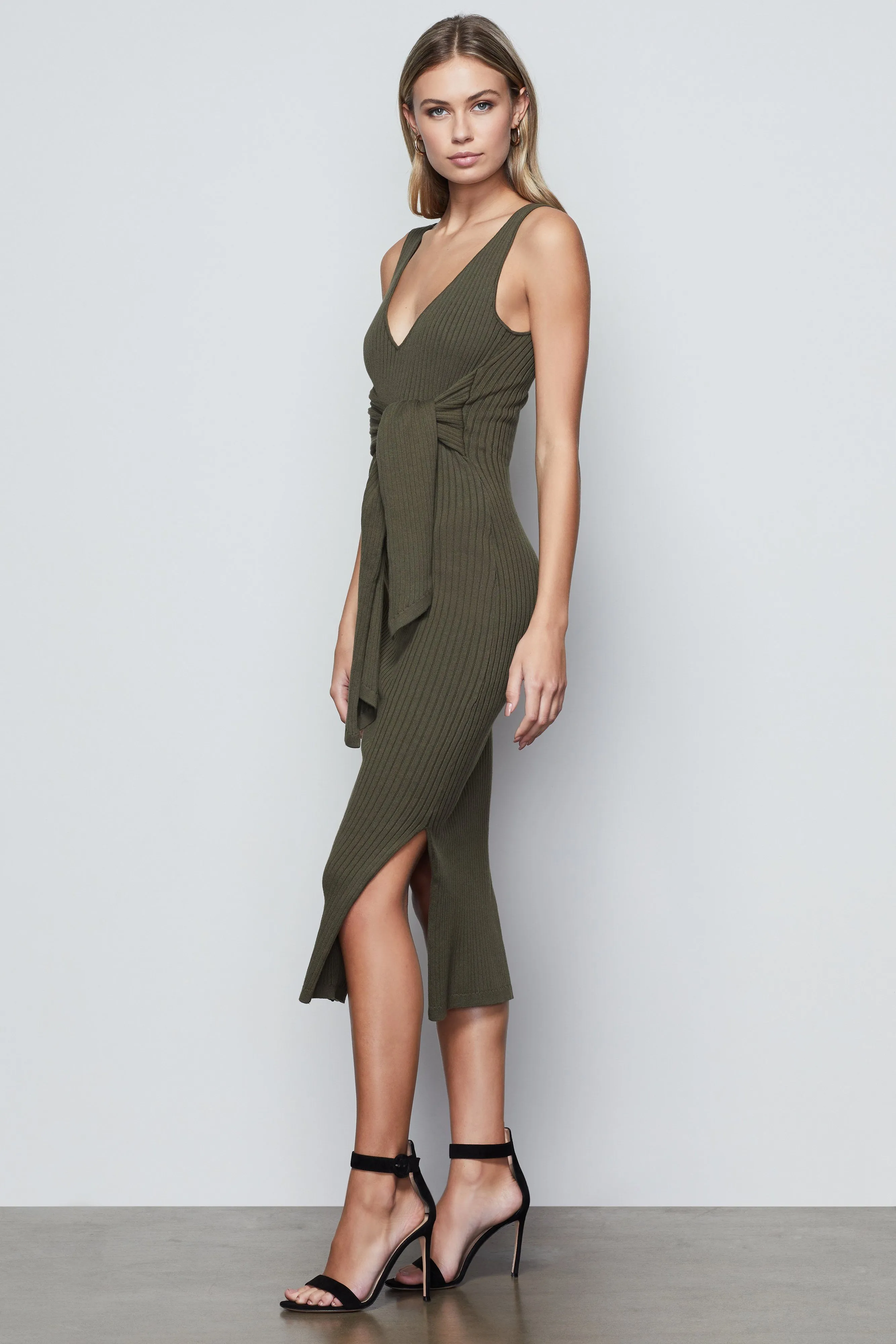 BELTED BODY DRESS | SAGE001