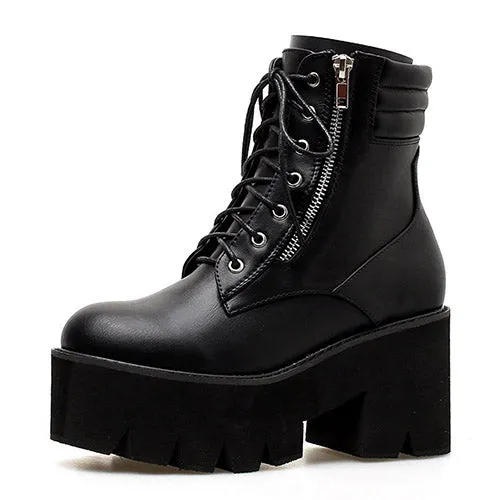 'Billy' Black Chunky Platform Boots