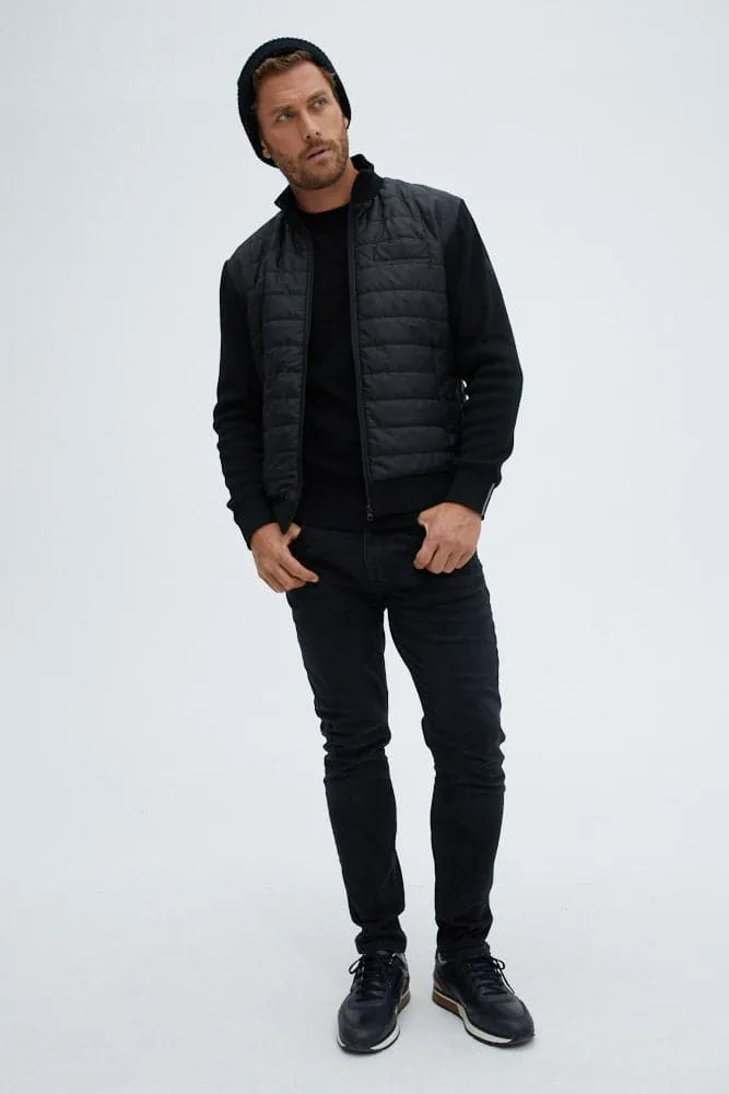 Black Hybrid Bomber Jacket