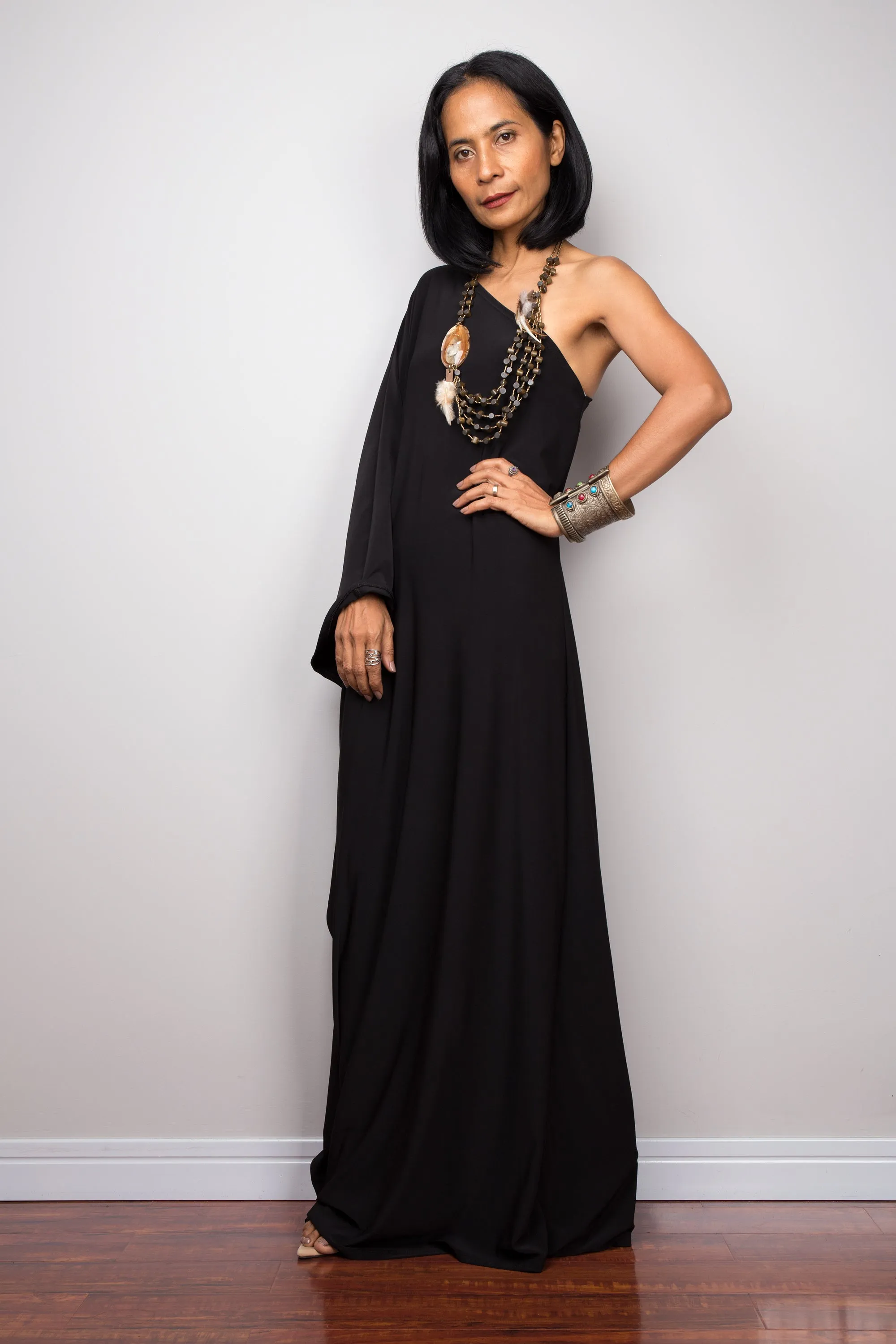 Black one shoulder dress