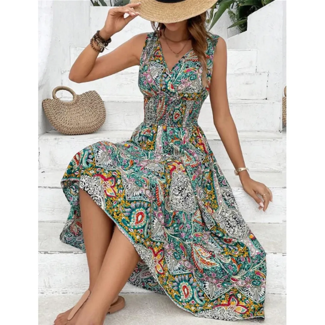 Bohemian Sundress for Women - Vintage Print, A-Line Silhouette