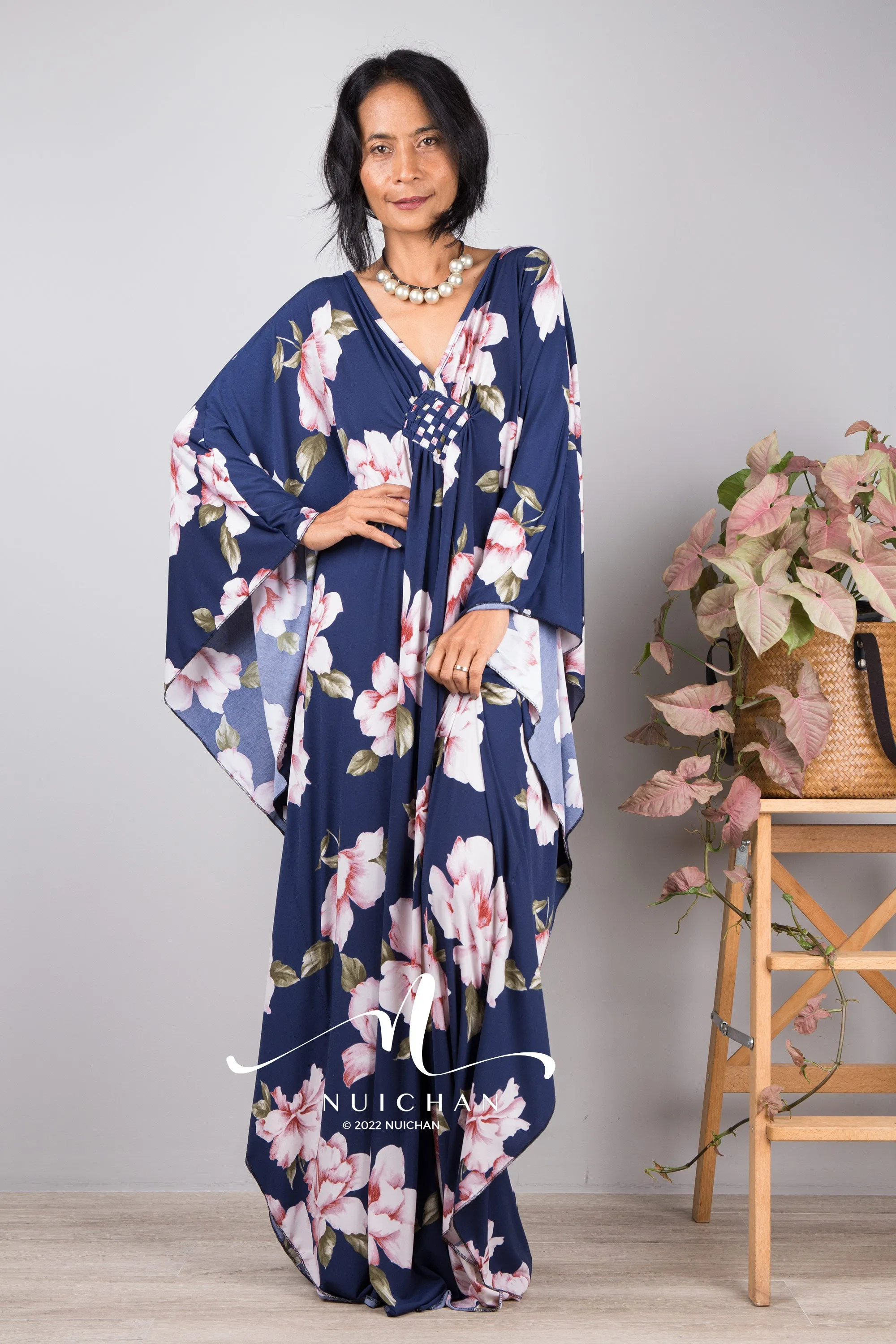 Boho Kaftan Frock Dress, Halston style maxi dress, Resort kaftan dress