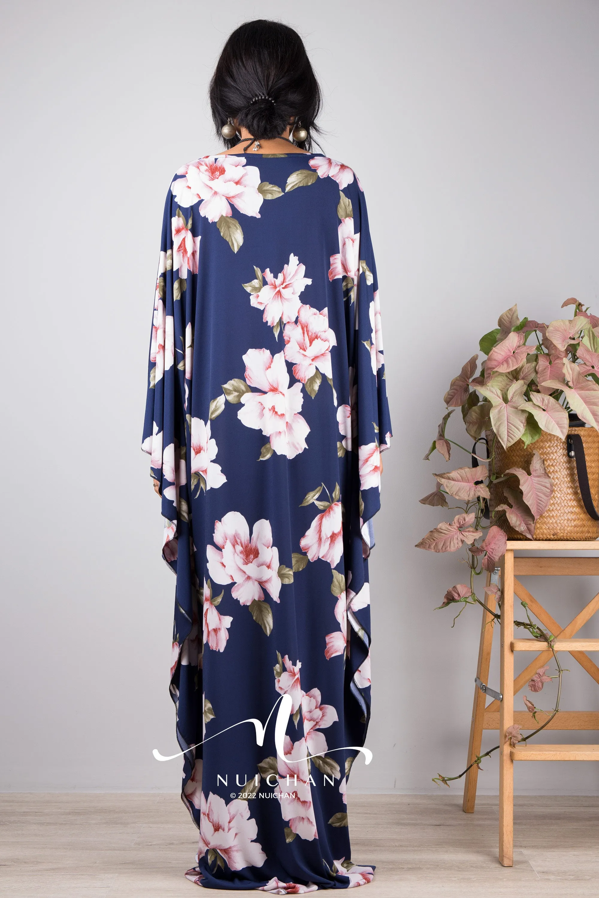 Boho Kaftan Frock Dress, Halston style maxi dress, Resort kaftan dress