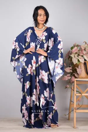 Boho Kaftan Frock Dress, Halston style maxi dress, Resort kaftan dress