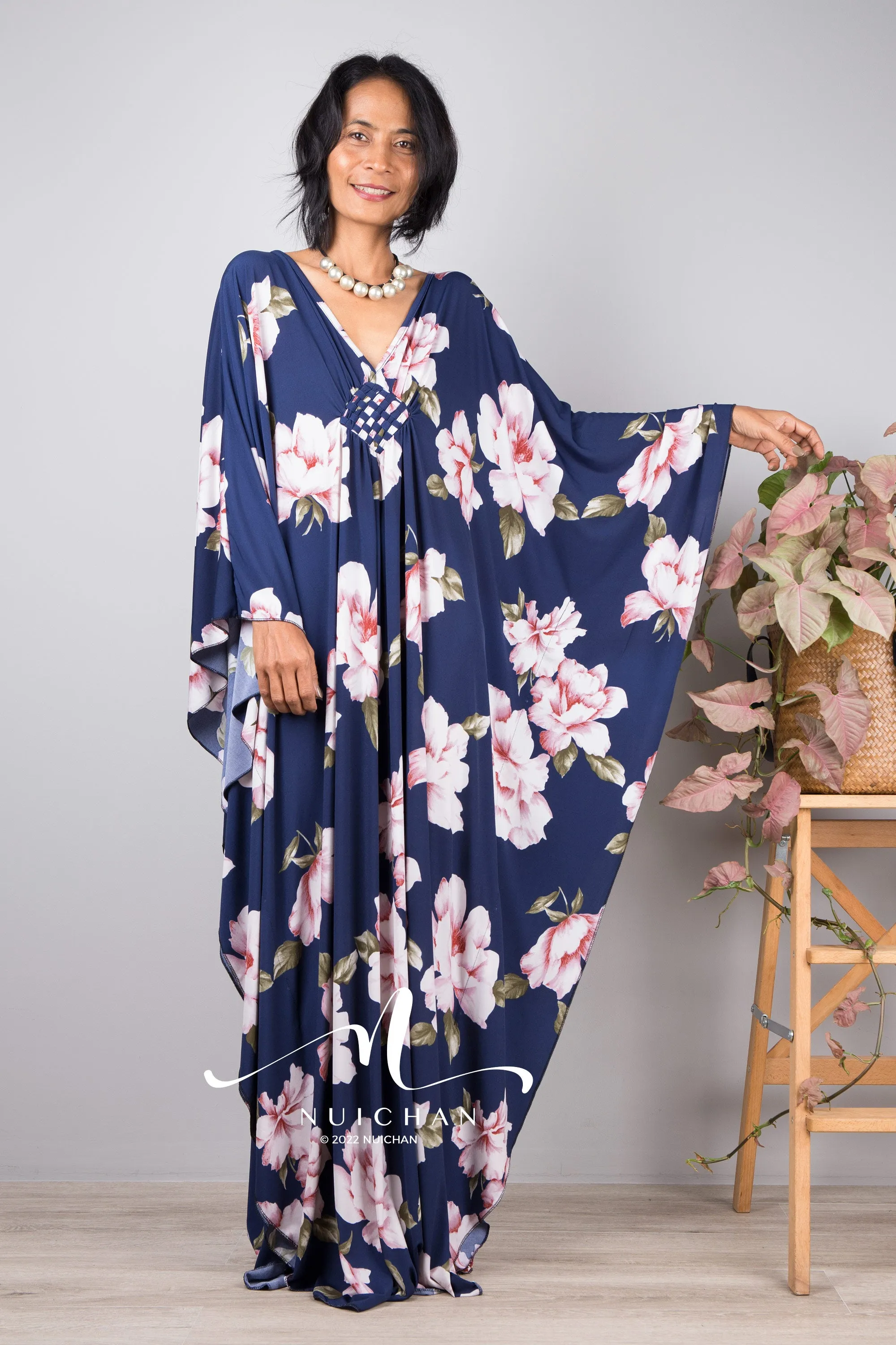 Boho Kaftan Frock Dress, Halston style maxi dress, Resort kaftan dress