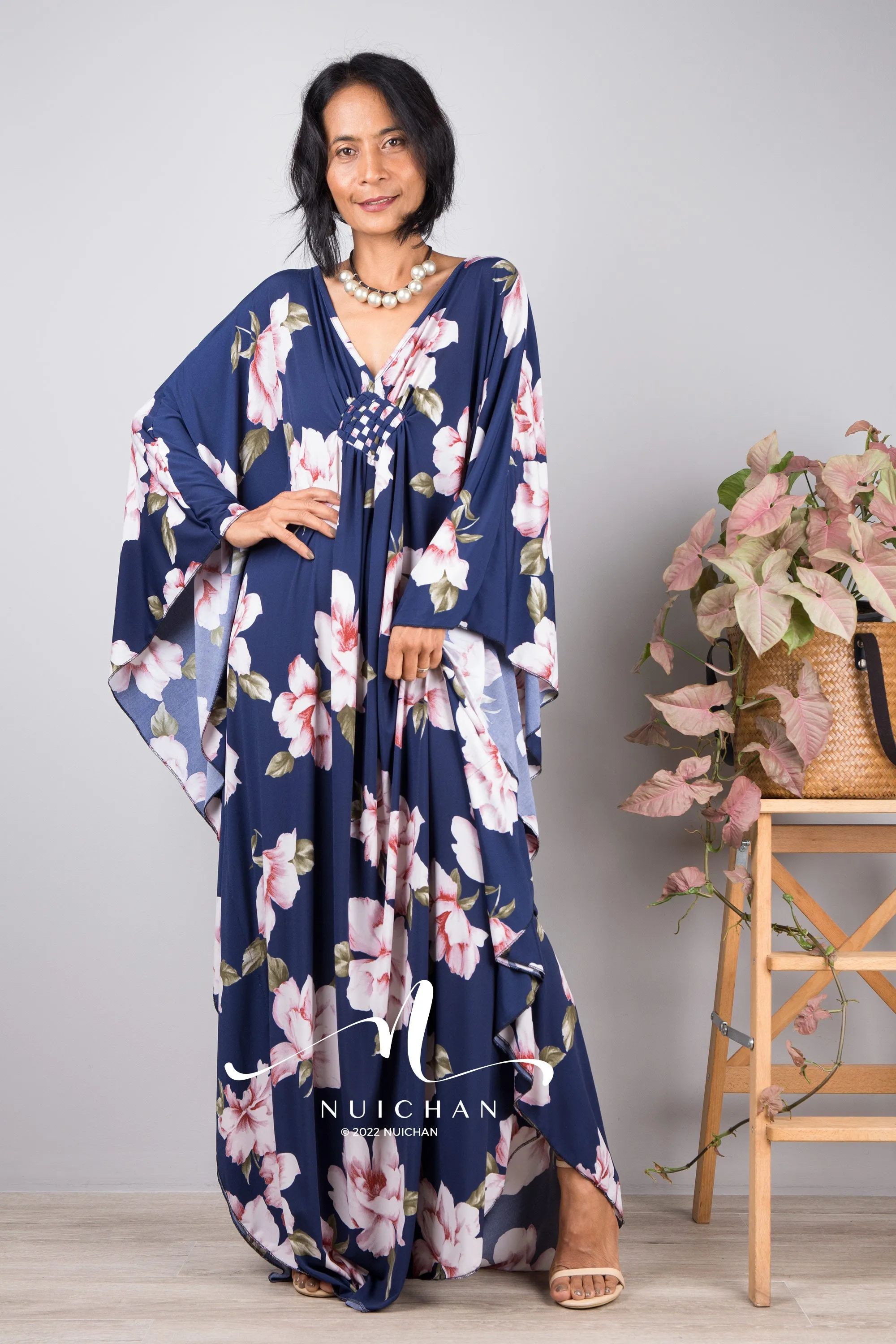 Boho Kaftan Frock Dress, Halston style maxi dress, Resort kaftan dress