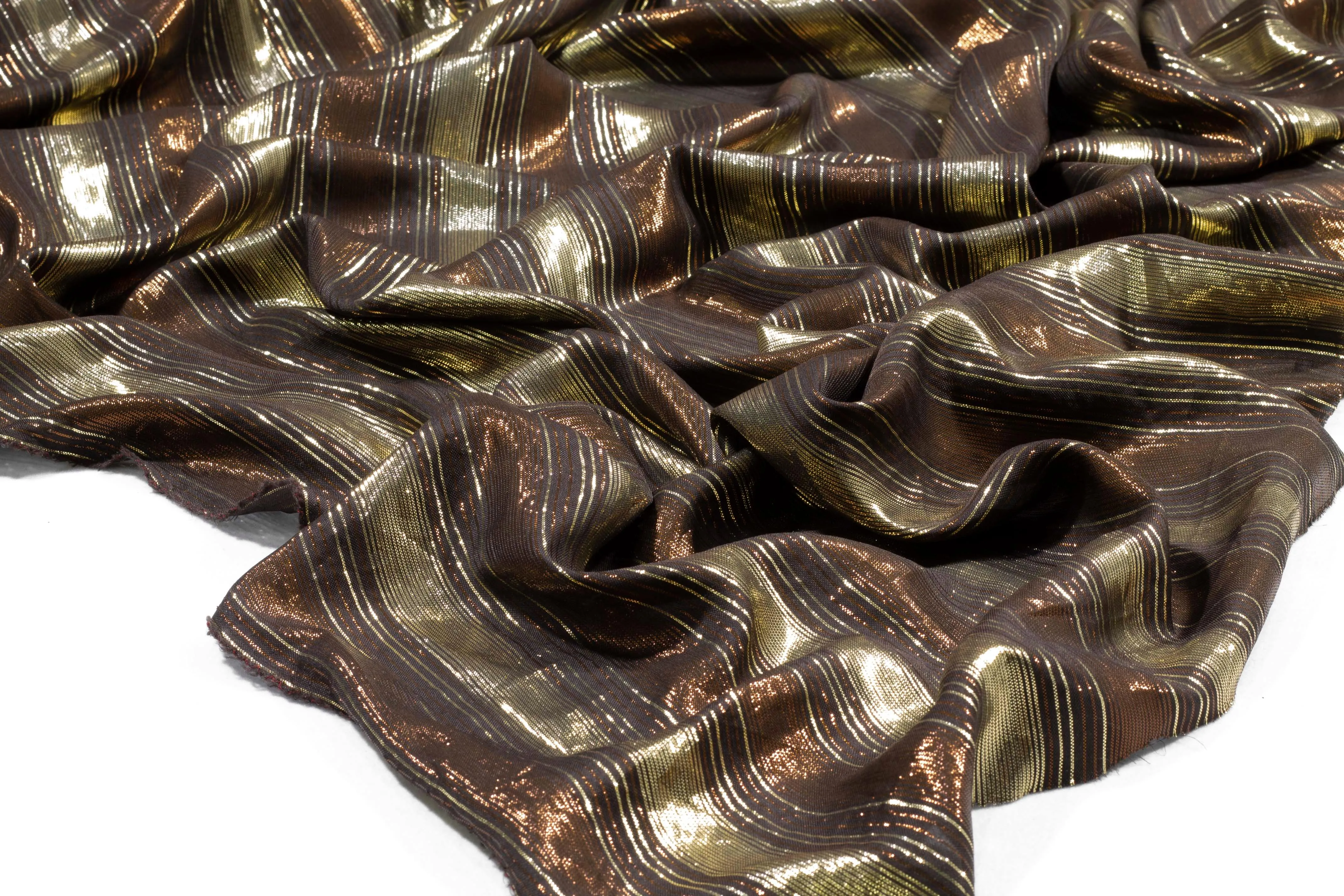 Bronze and Gold Striped Metallic Silk