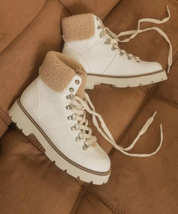 Brown Or White Aaliyah Winter Ankle Boots