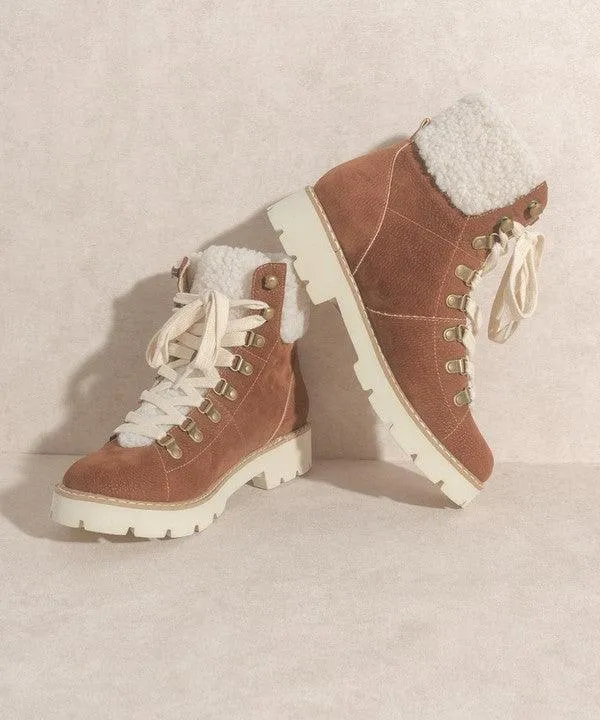 Brown Or White Aaliyah Winter Ankle Boots