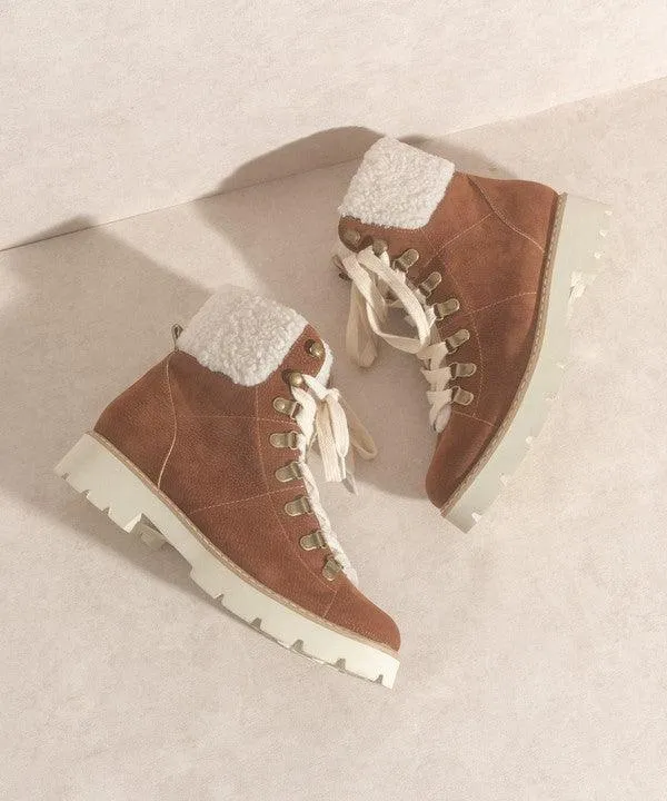 Brown Or White Aaliyah Winter Ankle Boots