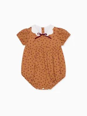 Caramel Floral Krista Baby Girl Romper