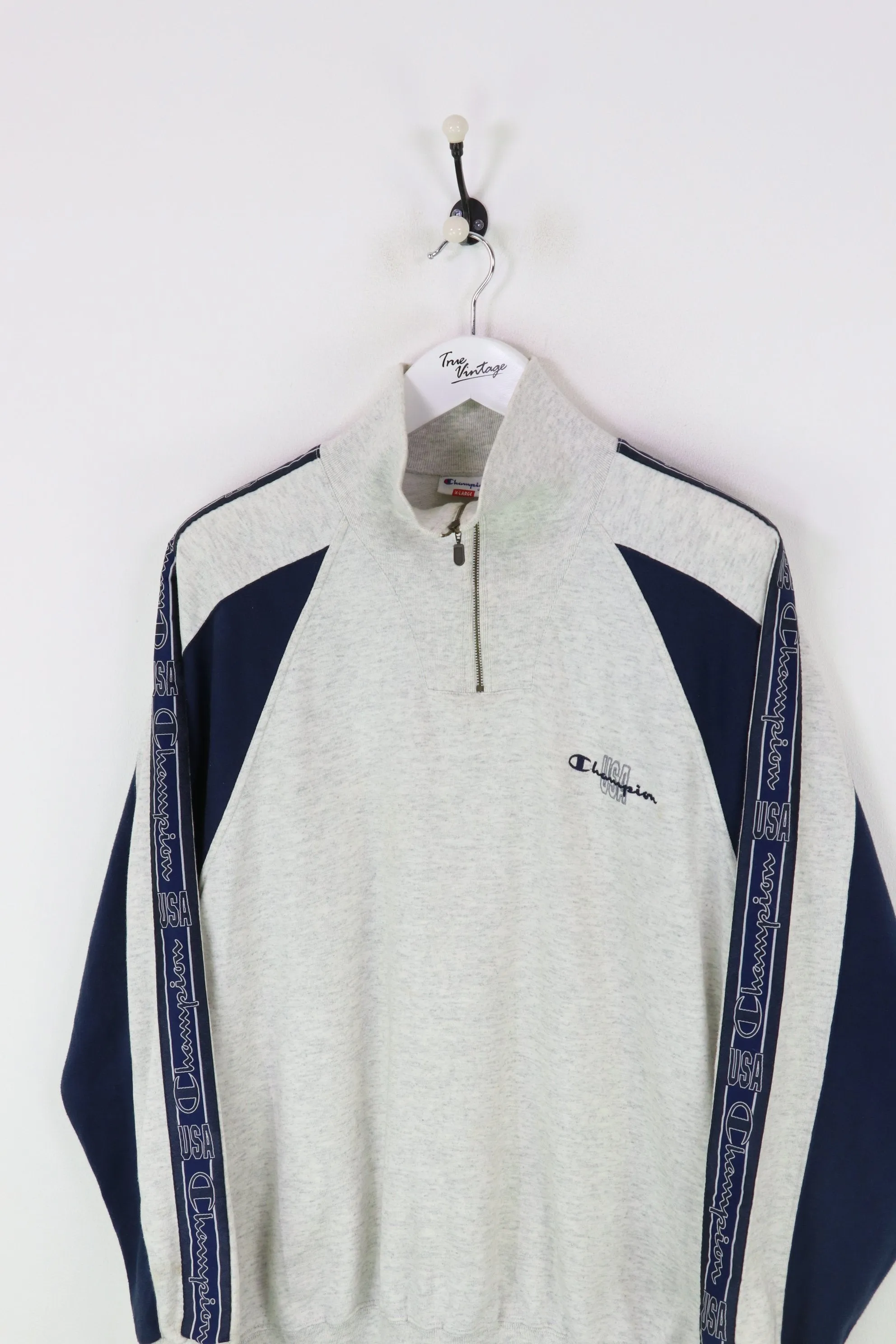 Champion 1/4 Zip Sweatshirt Grey/Navy XL