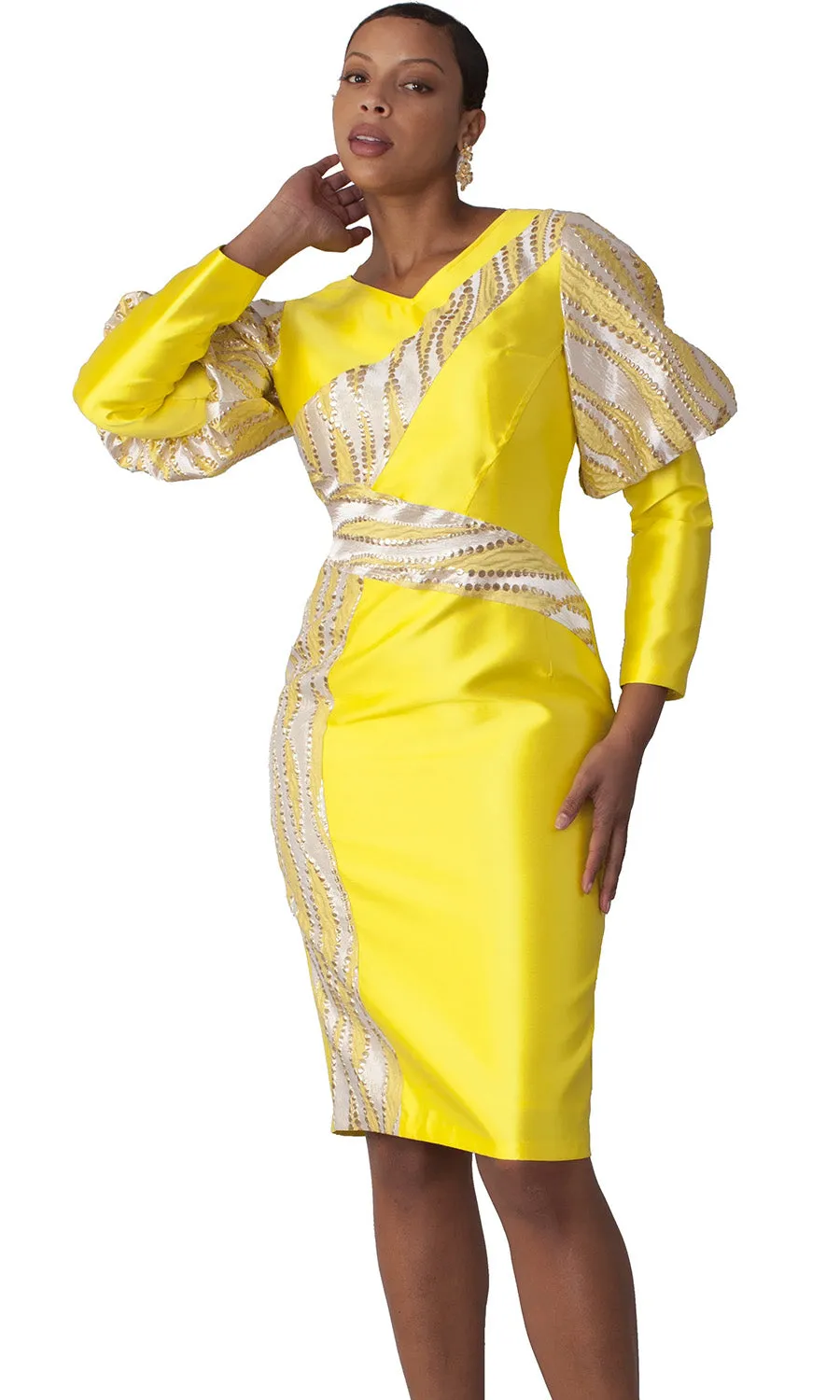 Chancele Church Dress 9736-Yellow