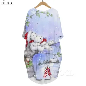 Christmas Happiness Printed Dress - Women's Colorful Slim Fit Knee-Length Casual Dress