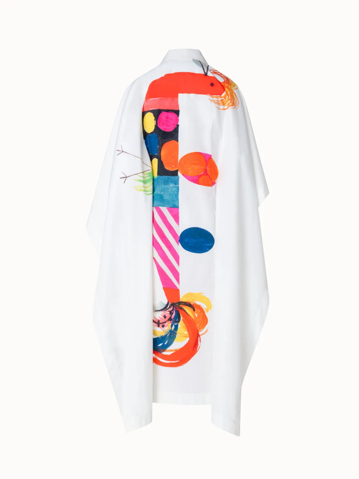 Cotton Caftan Dress with Rooster Print