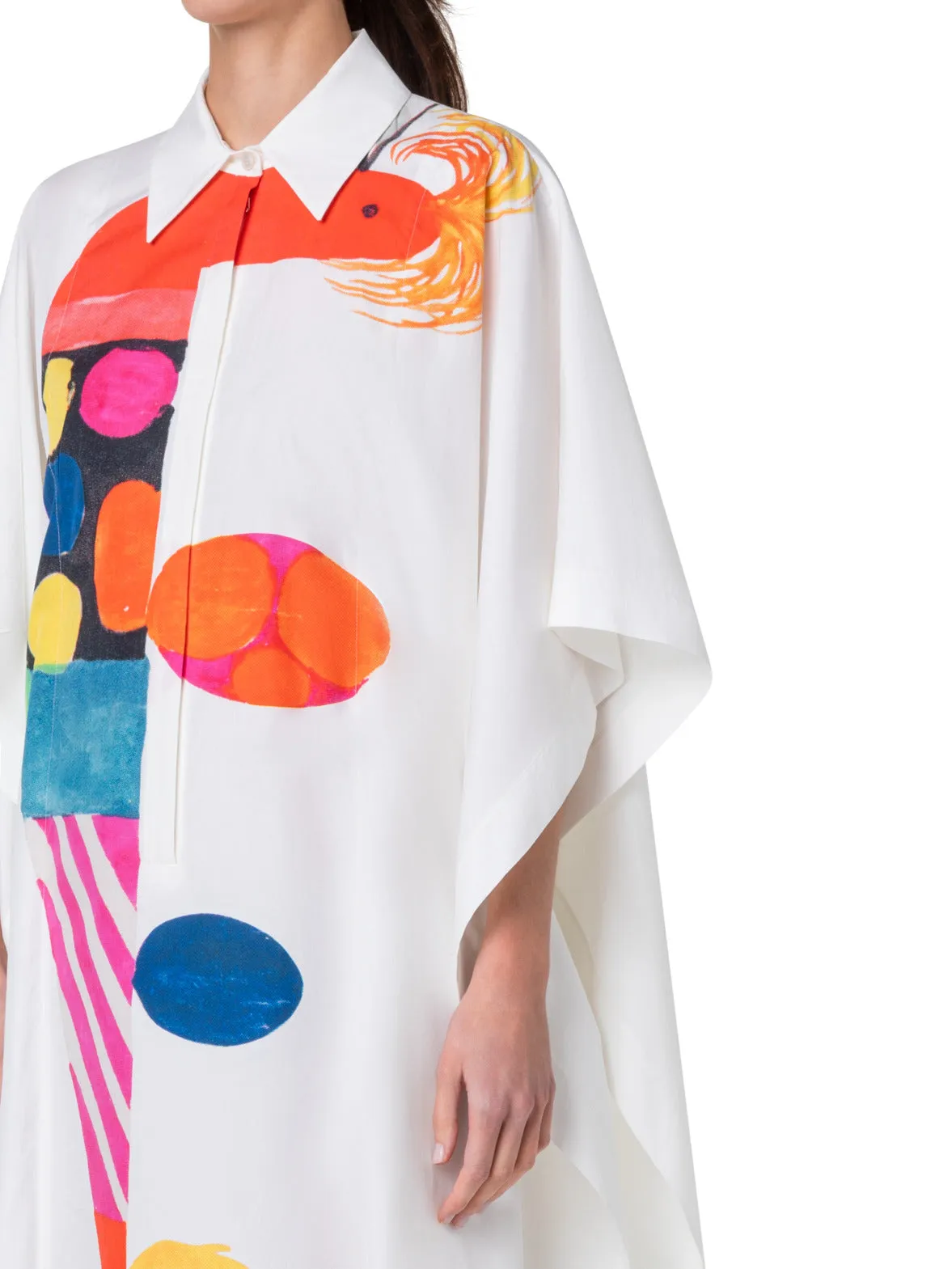 Cotton Caftan Dress with Rooster Print