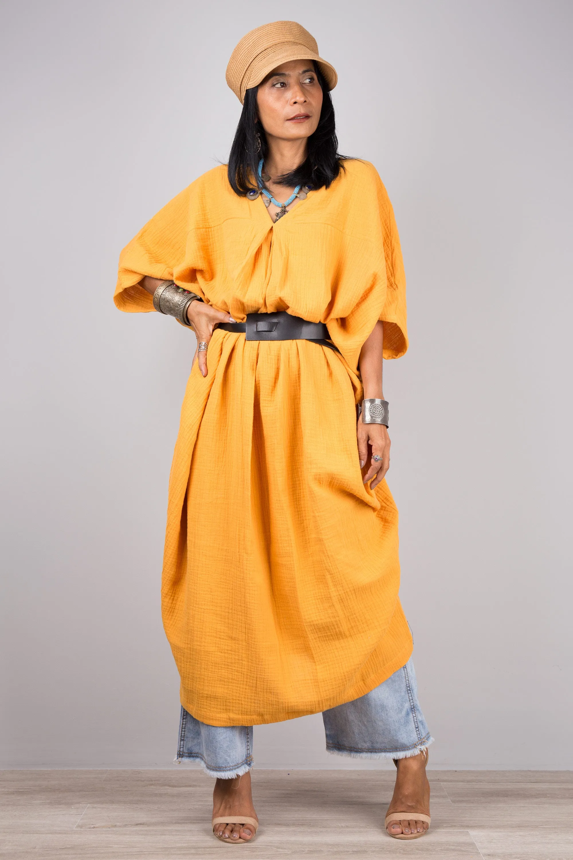 Cotton Gauze Kaftan dress