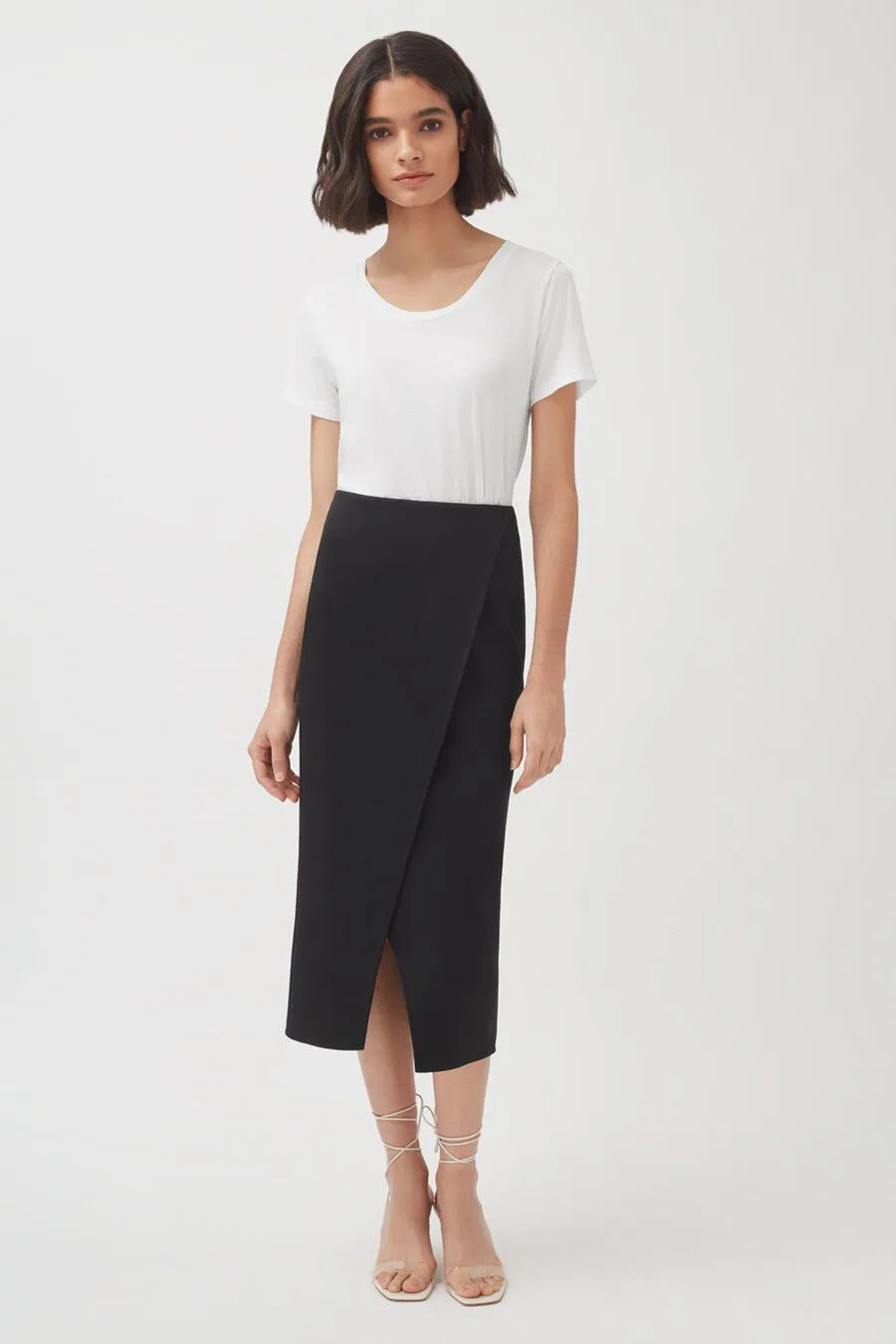 Cotton Twill Paneled Skirt