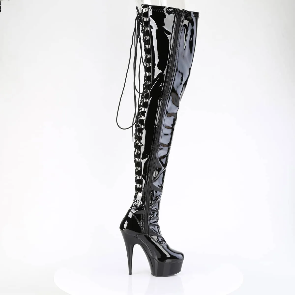 DELIGHT-4063 Back Lace Stretch Crotch Boot