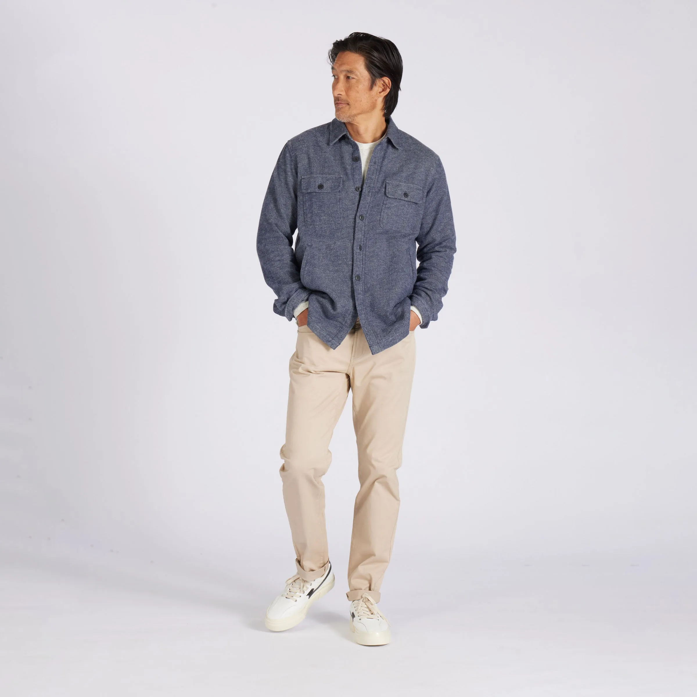 Flannel Twill Shirt Jacket - Sky Captain